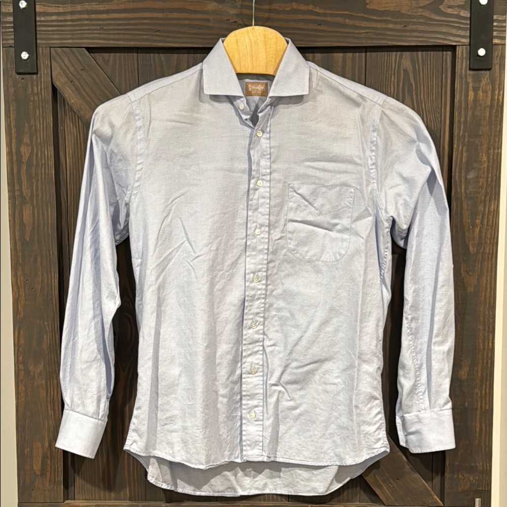 Gitman Bros‎ Men’s Light Blue Casual Button Down Shirt with Long Sleeves Sz 15.5